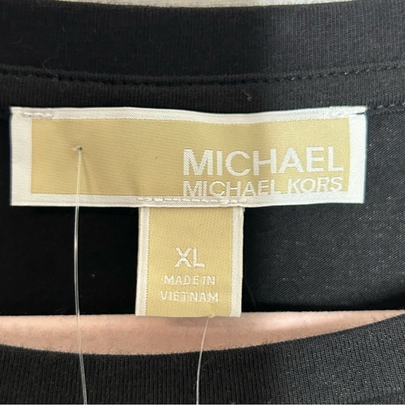 NWT Michael Michael Kors Black Long Sleeve Jersey Knit Ruched Mini Dress - Picture 9 of 14